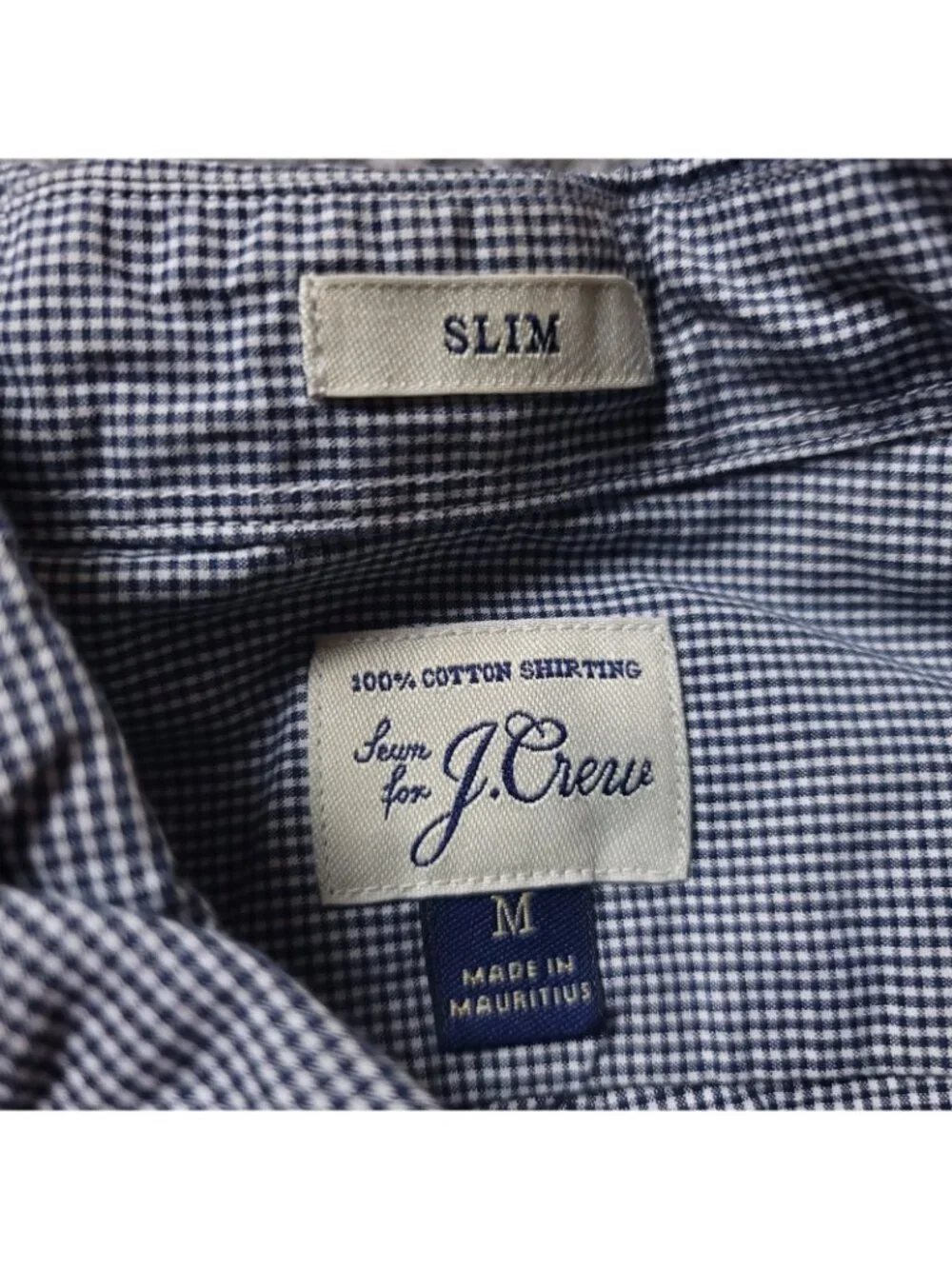 J. Crew Slim Button Shirt Mens M Medium Long Sleeve Blue Checkered Preppy Casual